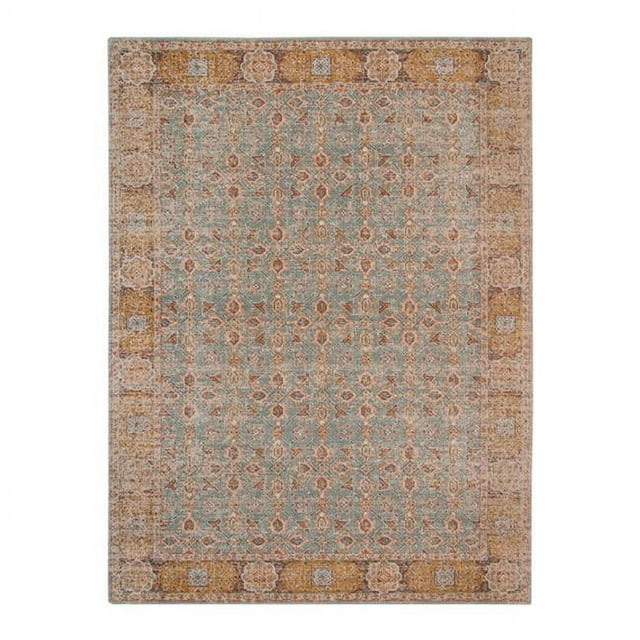 5 x 7 ft. Teal Blue Floral Power Loom Rectangle Area Rug with Fringe