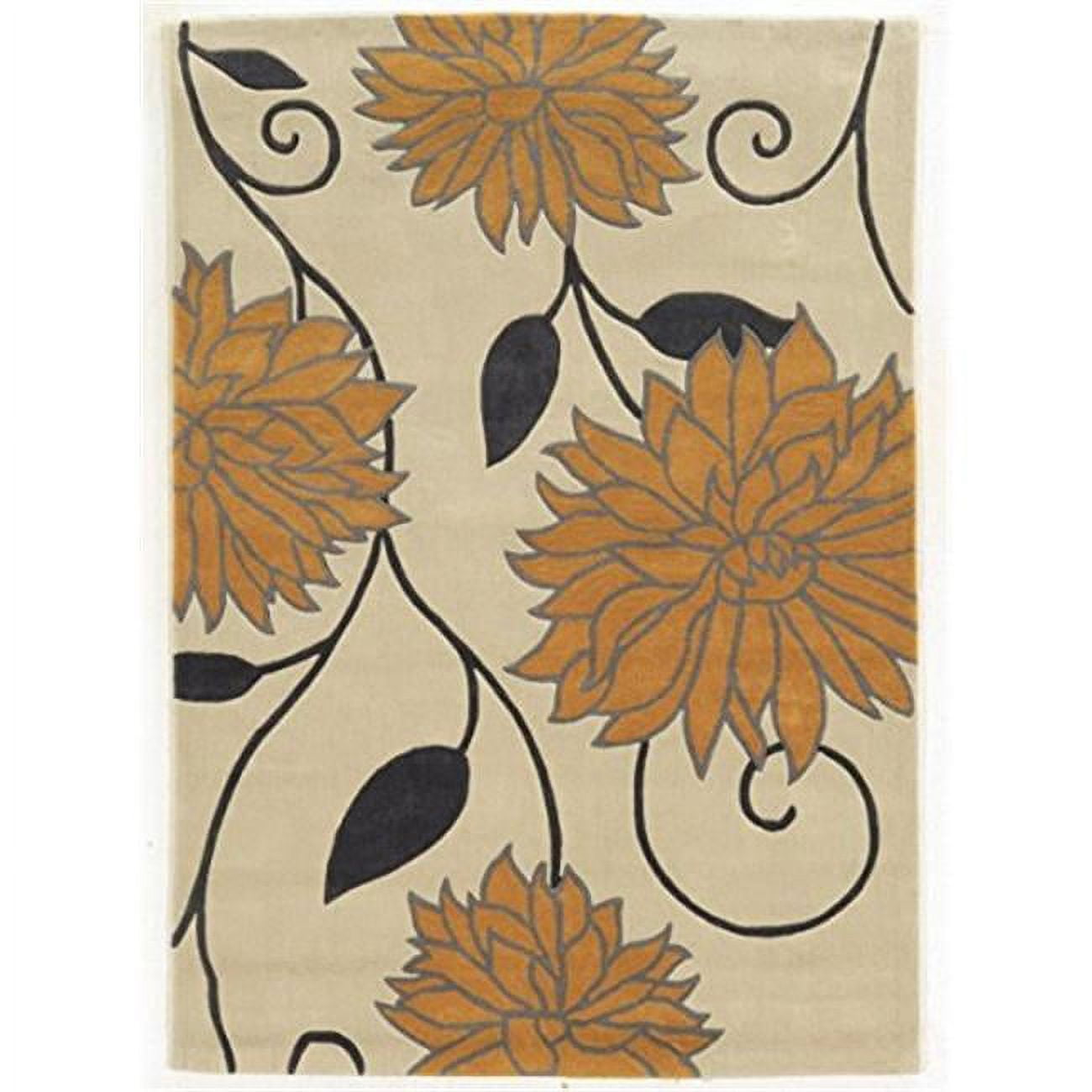 5 x 7 ft. Trio Collection Floral Indoor Area Rug - Ivory & Grey ...