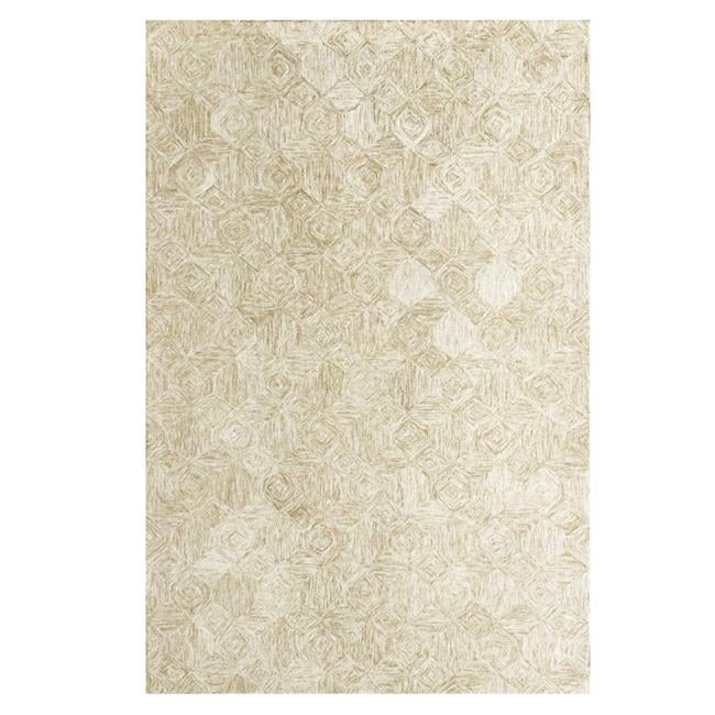 5 x 7 ft. Wool Geometric Hand Tufted Rectangle Area Rug, Beige ...