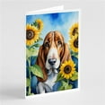 thumbnail image 1 of 5 x 7 in. Basset Hound in Sunflowers Greeting Cards - Pack of 8, 1 of 1