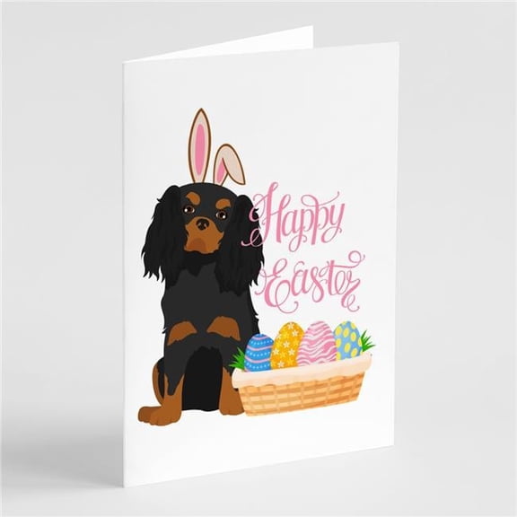 5 x 7 in. Black & Tan Cavalier Spaniel Easter Greeting Cards & Envelopes, Pack of 8