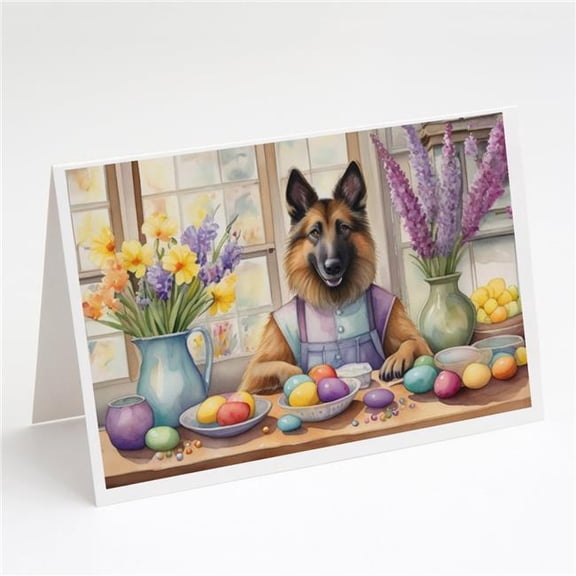 5 x 7 in. Decorating Easter Belgian Tervuren Greeting Cards - Pack of 8