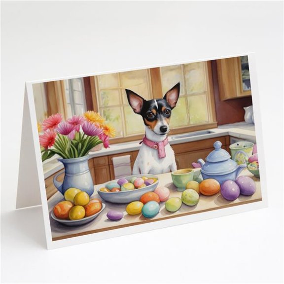 5 x 7 in. Decorating Easter Rat Terrier Greeting Cards - Pack of 8