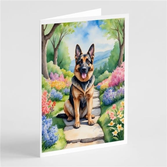 5 x 7 in. German Shepherd Spring Path Greeting Cards - Pack of 8