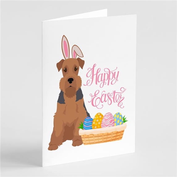 5 x 7 in. Grizzle & Tan Airedale Terrier Easter Greeting Cards & Envelopes, Pack of 8
