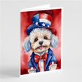thumbnail image 1 of 5 x 7 in. Maltipoo Patriotic American Greeting Cards - Pack of 8, 1 of 1