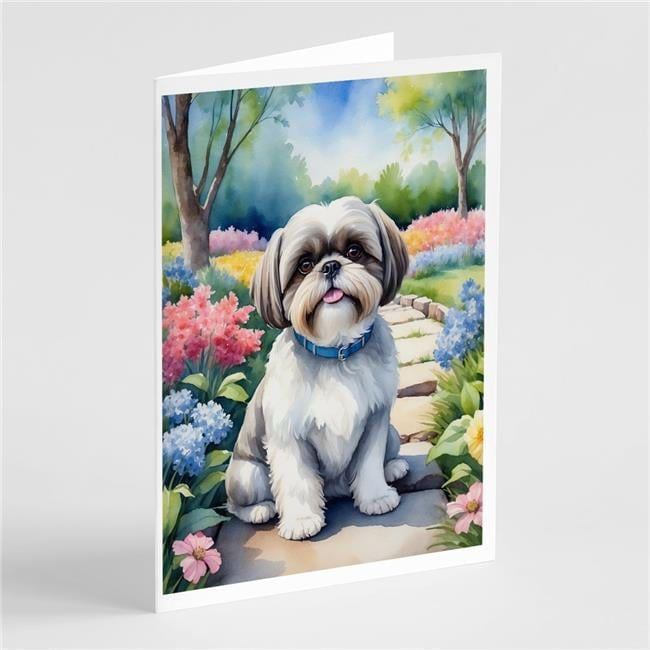 5 x 7 in. Shih Tzu Spring Path Greeting Cards - Pack of 8