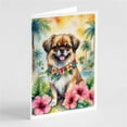 thumbnail image 1 of 5 x 7 in. Tibetan Spaniel Luau Greeting Cards - Pack of 8, 1 of 1