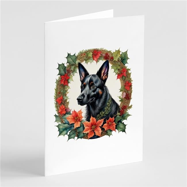 5 x 7 in. Unisex Australian Kelpie Christmas Flowers Greeting Cards - Pack of 8