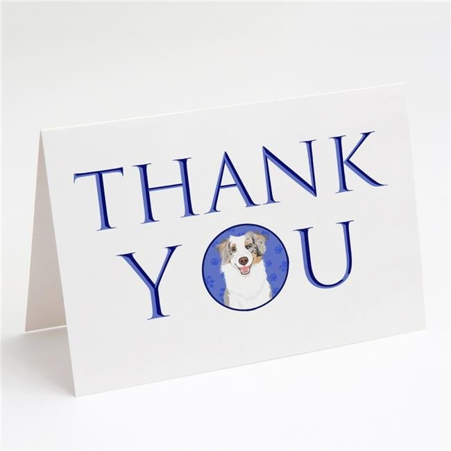 5 x 7 in. Unisex Australian Shepherd Red Merle Tricolor No.1 Thank You Greeting Cards & Envelopes, Multi Color - Pack of 8