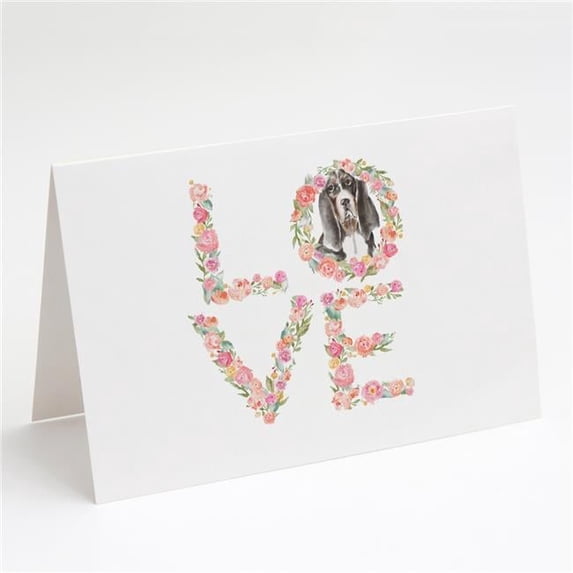 5 x 7 in. Unisex Basset Hound No.8 Love Greeting Cards & Envelopes - Pack of 8
