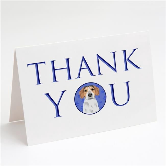 5 x 7 in. Unisex Beagle Tricolor No.2 Thank You Greeting Cards & Envelopes, Multi Color - Pack of 8