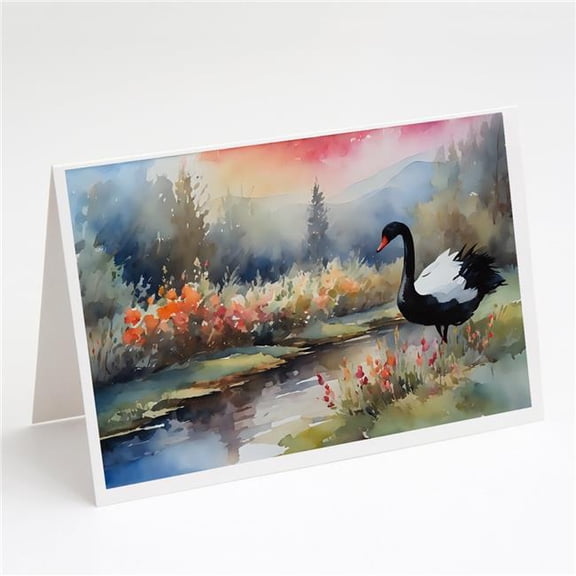 5 x 7 in. Unisex Black Swan Greeting Cards - Pack of 8