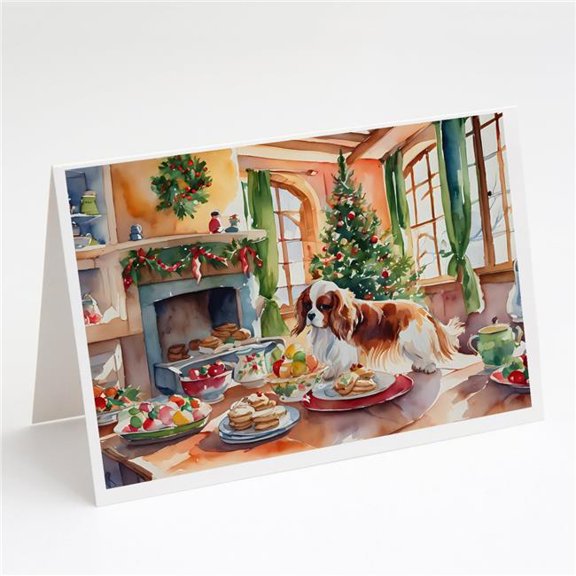 5 x 7 in. Unisex Cavalier Spaniel Christmas Cookies Greeting Cards - Pack of 8