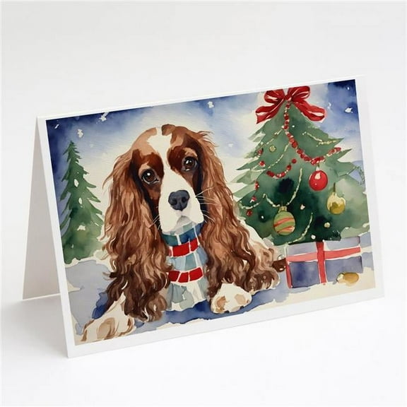5 x 7 in. Unisex Cavalier Spaniel Christmas Greeting Cards & Envelopes - Pack of 8
