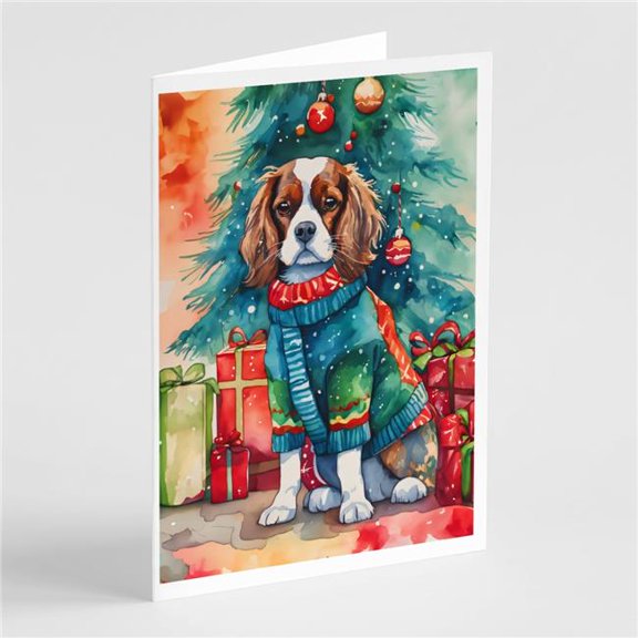 5 x 7 in. Unisex Cavalier Spaniel Christmas Greeting Cards - Pack of 8