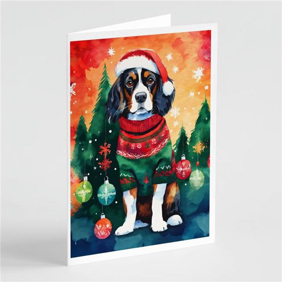 5 x 7 in. Unisex Cavalier Spaniel Christmas Greeting Cards - Pack of 8