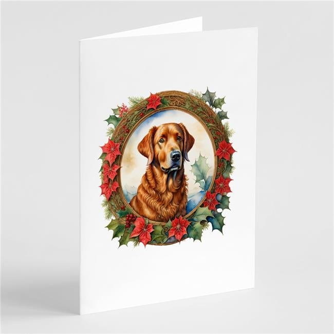 5 x 7 in. Unisex Chesapeake Bay Retriever Christmas Flowers Greeting Cards - Pack of 8