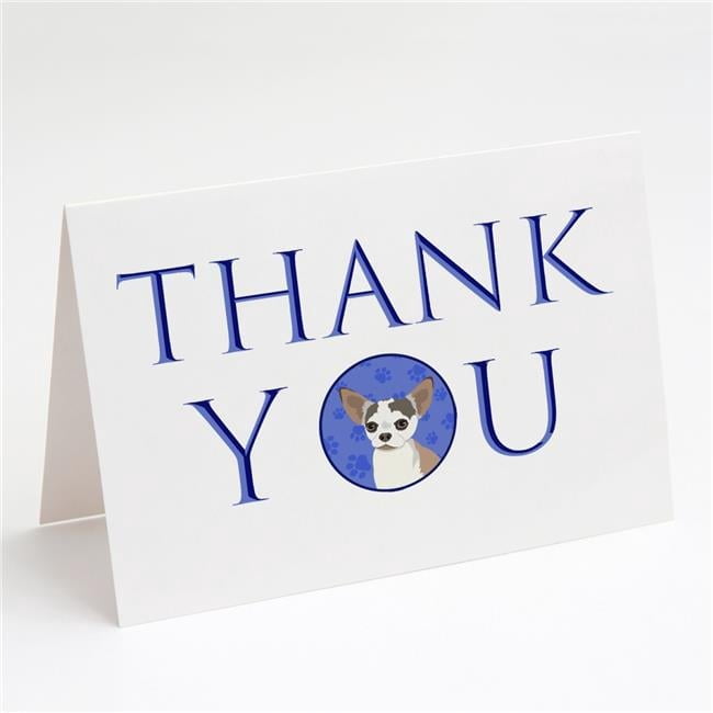 5 x 7 in. Unisex Chihuahua Merle Thank You Greeting Cards & Envelopes, Multi Color - Pack of 8