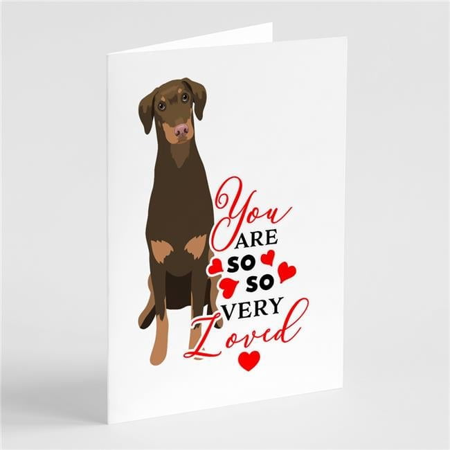 5 x 7 in. Unisex Doberman Pinscher Red & Rust Natural Ears No.2 So Loved Greeting Cards & Envelopes - Pack of 8