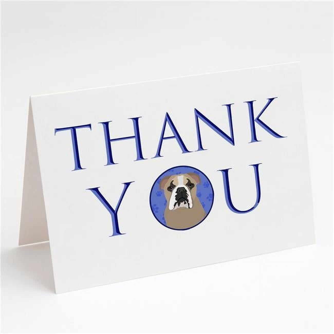 5 x 7 in. Unisex English Bulldog Lilac Tricolor Thank You Greeting Cards & Envelopes, Multi Color - Pack of 8