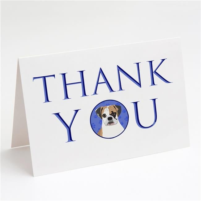 5 x 7 in. Unisex English Bulldog Tricolor No.2 Thank You Greeting Cards & Envelopes, Multi Color - Pack of 8