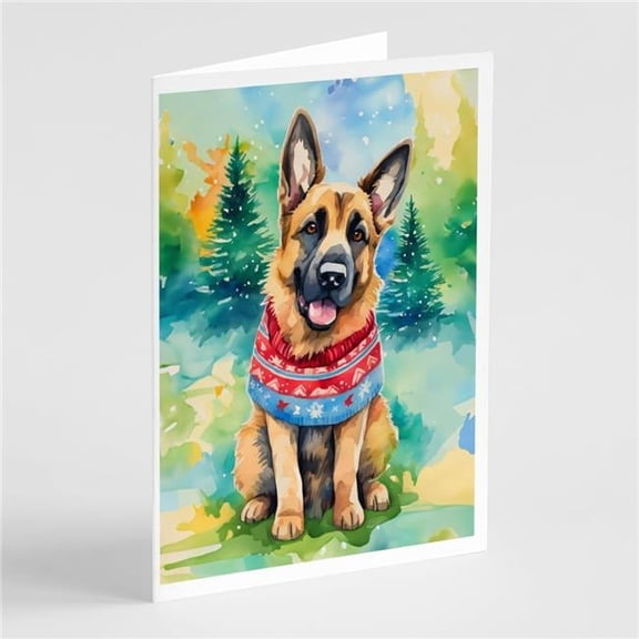 5 x 7 in. Unisex German Shepherd Christmas Greeting Cards - Pack of 8