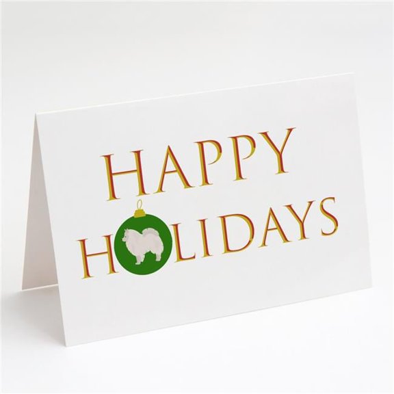 5 x 7 in. Unisex German Spitz No.1 Happy Holidays Greeting Cards & Envelopes, Multi Color - Pack of 8