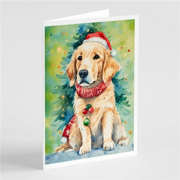 5 x 7 in. Unisex Golden Retriever Christmas Greeting Cards - Pack of 8