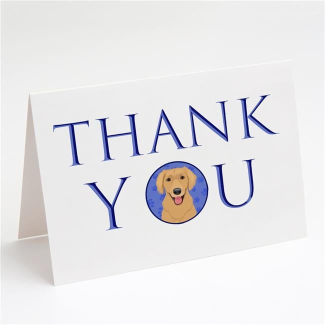 5 x 7 in. Unisex Golden Retriever Gold No.2 Thank You Greeting Cards & Envelopes, Multi Color - Pack of 8
