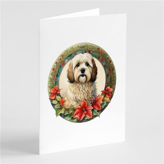 5 x 7 in. Unisex Havanese Christmas Flowers Greeting Cards - Pack of 8