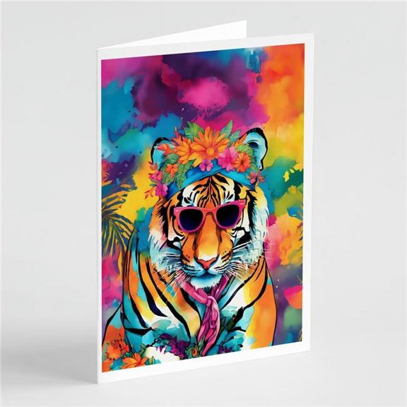 5 x 7 in. Unisex Hippie Animal Bengal Tiger Greeting Cards - Pack of 8