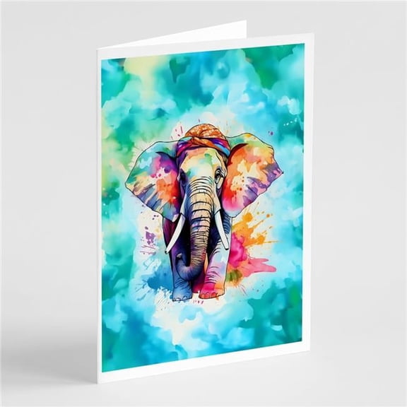 5 x 7 in. Unisex Hippie Animal Elephant Greeting Cards - Pack of 8