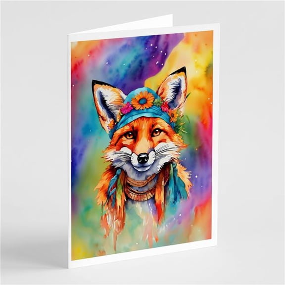 5 x 7 in. Unisex Hippie Animal Fox Greeting Cards - Pack of 8