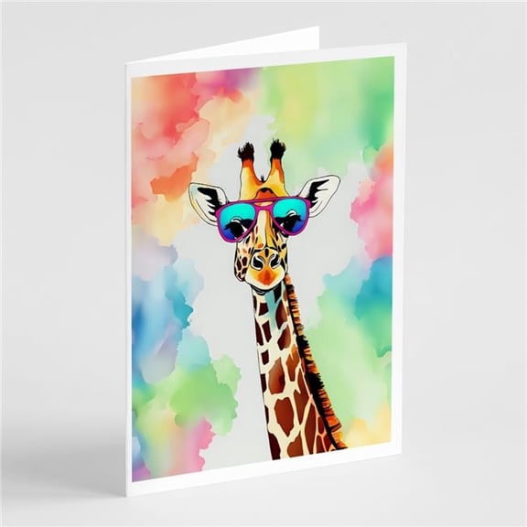 5 x 7 in. Unisex Hippie Animal Giraffe Greeting Cards - Pack of 8