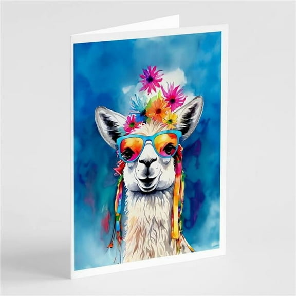 5 x 7 in. Unisex Hippie Animal Llama Greeting Cards - Pack of 8