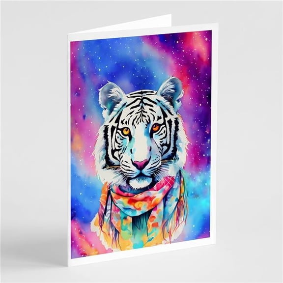 5 x 7 in. Unisex Hippie Animal White Tiger Greeting Cards - Pack of 8