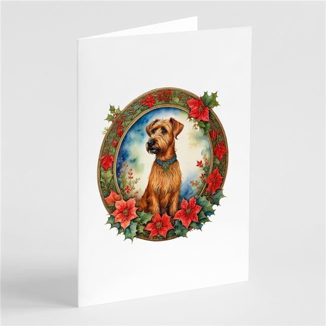 5 x 7 in. Unisex Irish Terrier Christmas Flowers Greeting Cards - Pack of 8