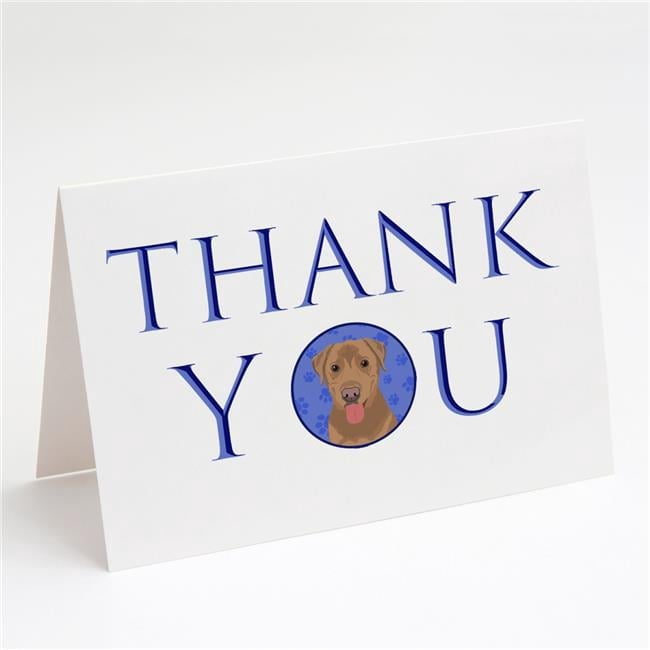 5 x 7 in. Unisex Labrador Retriever Red Thank You Greeting Cards & Envelopes, Multi Color - Pack of 8