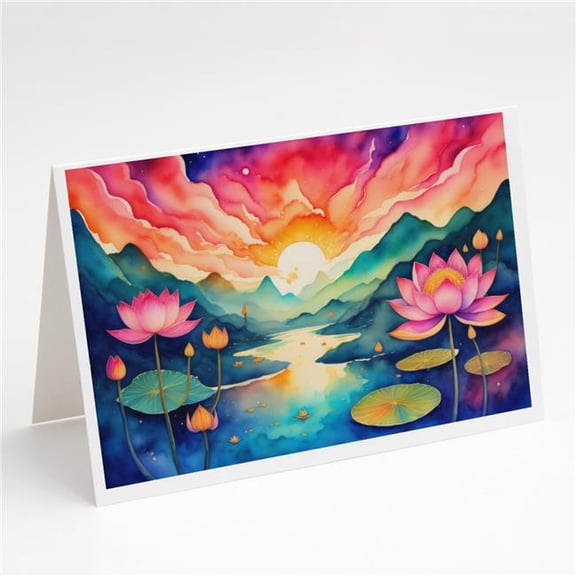 5 x 7 in. Unisex Lotus in Color Greeting Cards & Envelopes - Pack of 8
