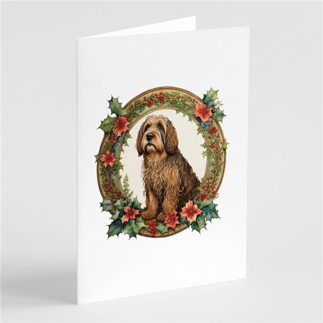 5 x 7 in. Unisex Otterhound Christmas Flowers Greeting Cards - Pack of 8