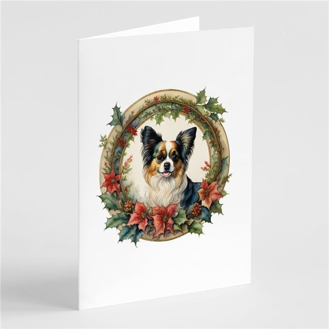 5 x 7 in. Unisex Papillon Christmas Flowers Greeting Cards - Pack of 8