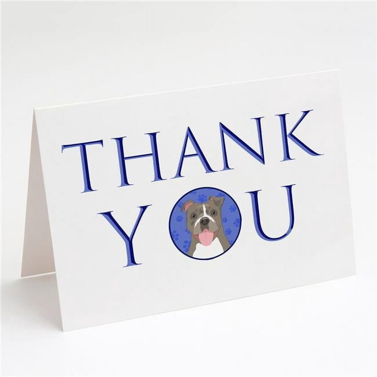5 x 7 in. Unisex Pit Bull Blue No.2 Thank You Greeting Cards & Envelopes, Multi Color - Pack of 8
