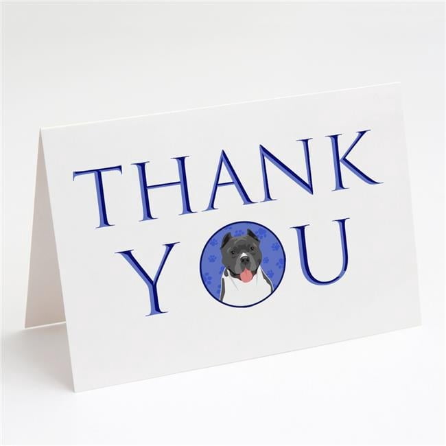 5 x 7 in. Unisex Pit Bull Blue No.7 Thank You Greeting Cards & Envelopes, Multi Color - Pack of 8
