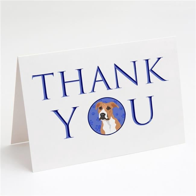 5 x 7 in. Unisex Pit Bull Fawn No.3 Thank You Greeting Cards & Envelopes, Multi Color - Pack of 8