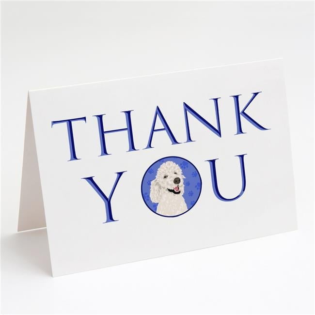 5 x 7 in. Unisex Poodle Standard White Thank You Greeting Cards & Envelopes, Multi Color - Pack of 8