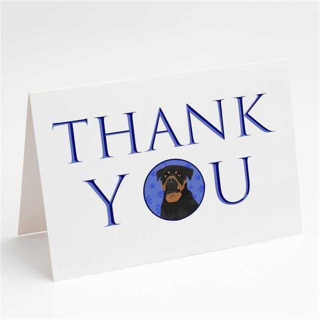 5 x 7 in. Unisex Rottweiler Black & Mahogany Thank You Greeting Cards & Envelopes, Multi Color - Pack of 8