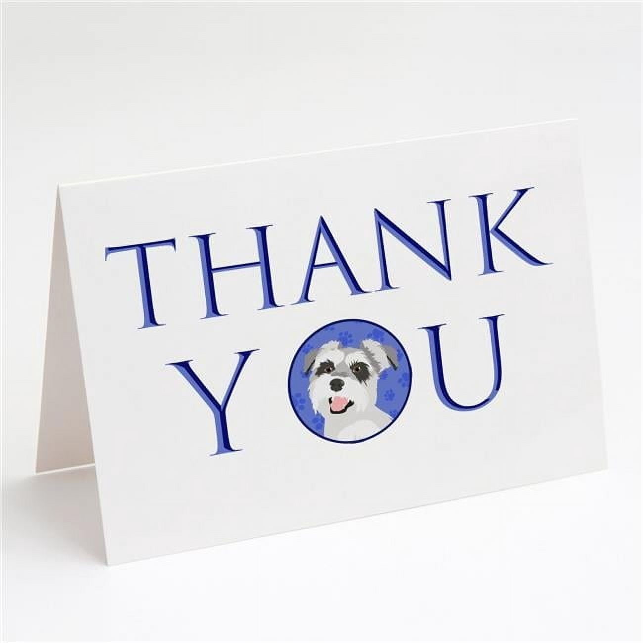 5 x 7 in. Unisex Schnauzer Salt & Pepper No.2 Thank You Greeting Cards & Envelopes, Multi Color - Pack of 8