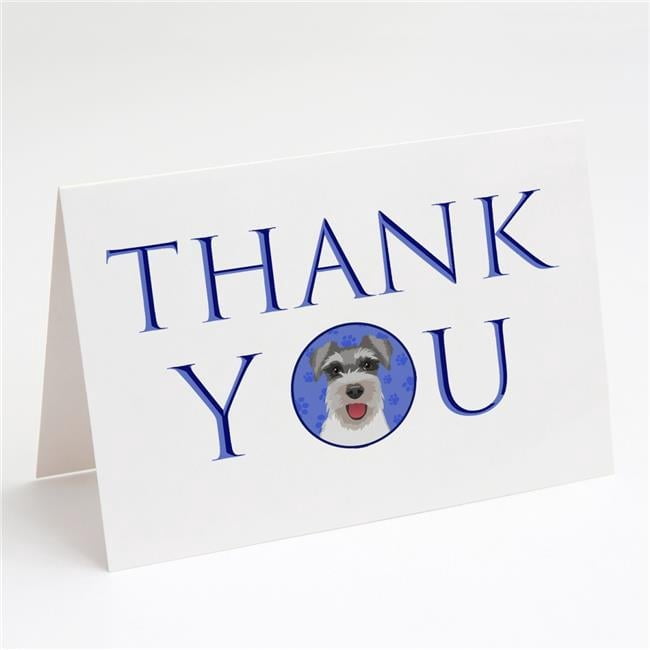 5 x 7 in. Unisex Schnauzer Salt & Pepper No.3 Thank You Greeting Cards & Envelopes, Multi Color - Pack of 8