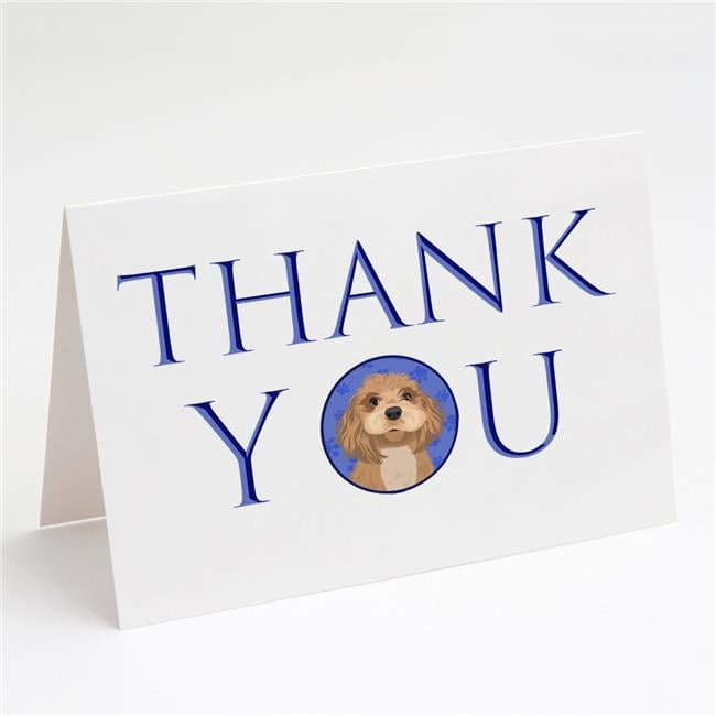 5 x 7 in. Unisex Shih-Tzu Red Thank You Greeting Cards & Envelopes, Multi Color - Pack of 8